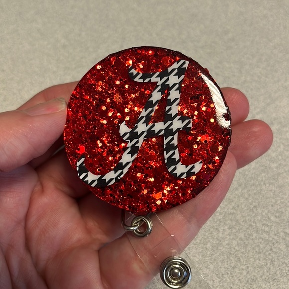 Alabama Glitter Badge Reel, houndstooth A - Picture 1 of 2